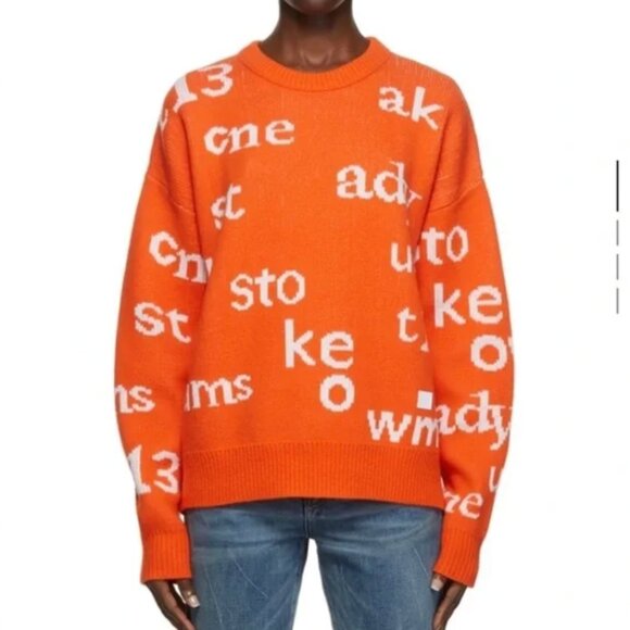 Like new Rare Acne Studios Orange Crewneck Designer Wool Sweater - Picture 2 of 7